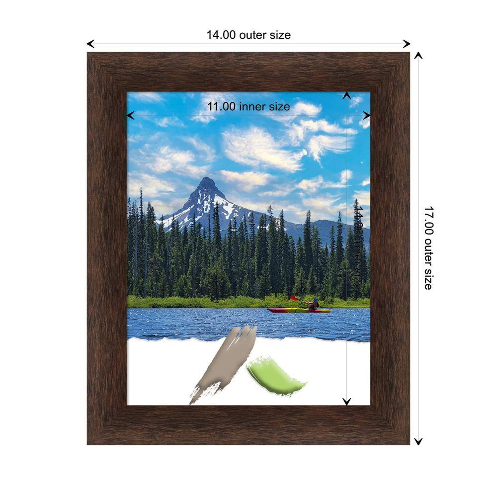 11"x14" Opening Size Narrow Wood Picture Frame Art Warm Walnut - Amanti Art: Includes Mounting Hardware, Acrylic Glazing