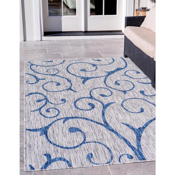 Outdoor Curl Cloud Gray 6 ft. x 9 ft. Area Rug