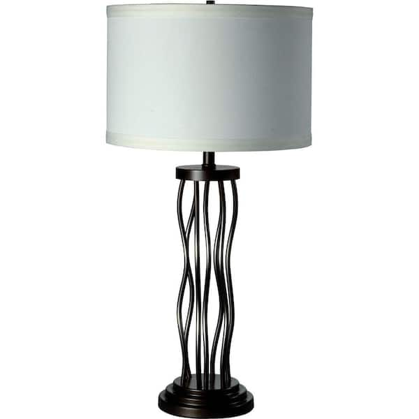 ORE International 25 in. White and Matt Silver Curves Table Lamp