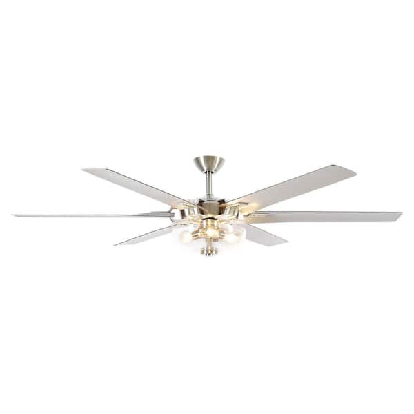 IHOMEadore 70 in. Indoor Brushed Nickel Ceiling Fan with Remote Control
