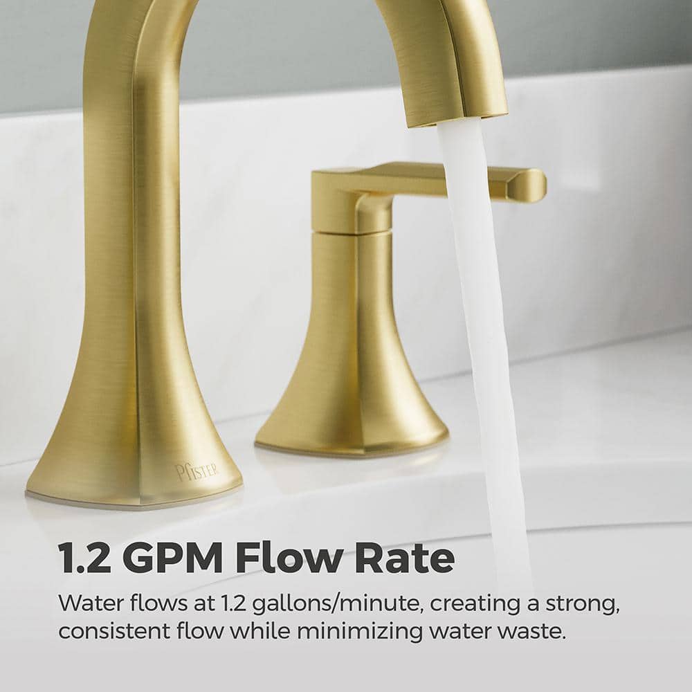 Vaneri Brushed Gold Widespread Bathroom Faucet with Metal Handles