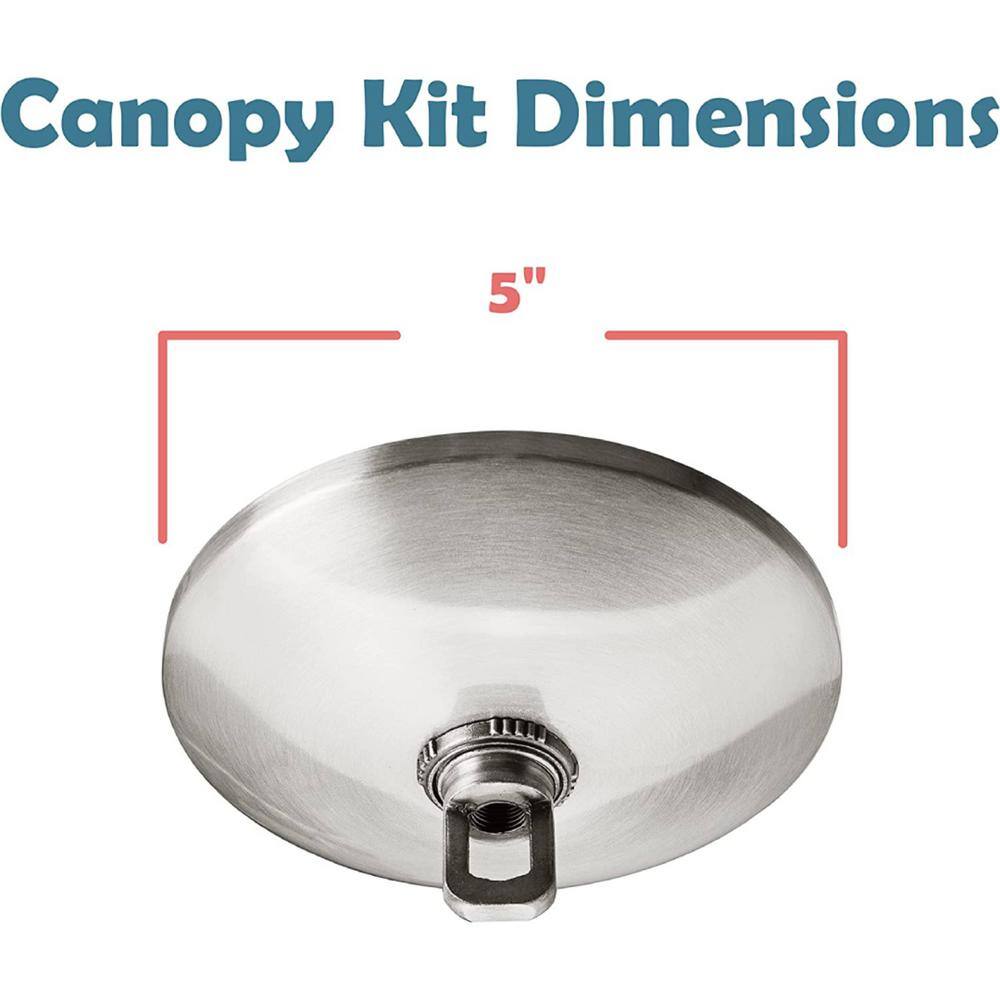 Brushed Nickel Contemporary Chandelier Fixture Canopy Kit, 5" Diameter