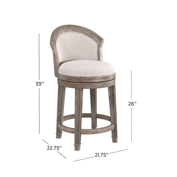 Hilale Furniture Monae 26 In, Gray Swivel Counter Height Stools With Backs