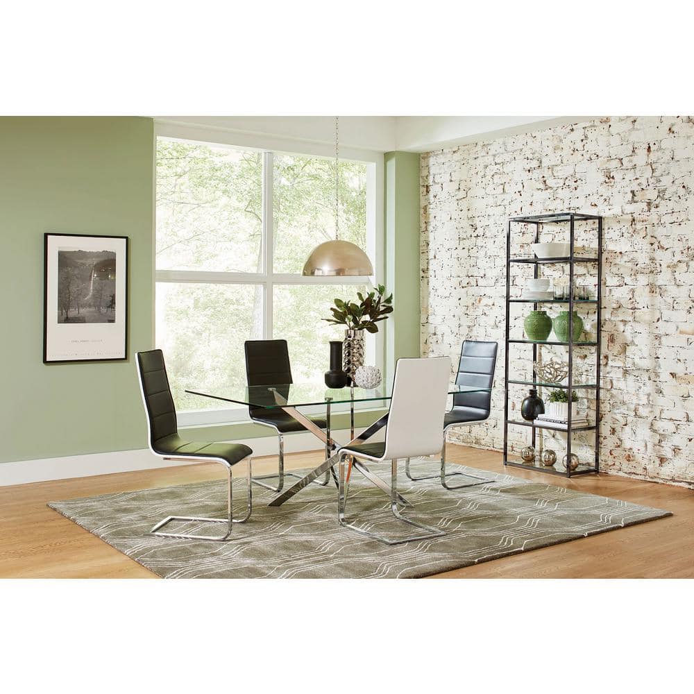 Elegant Black Nickel 6-Tier Bookcase with Tempered Glass Shelves