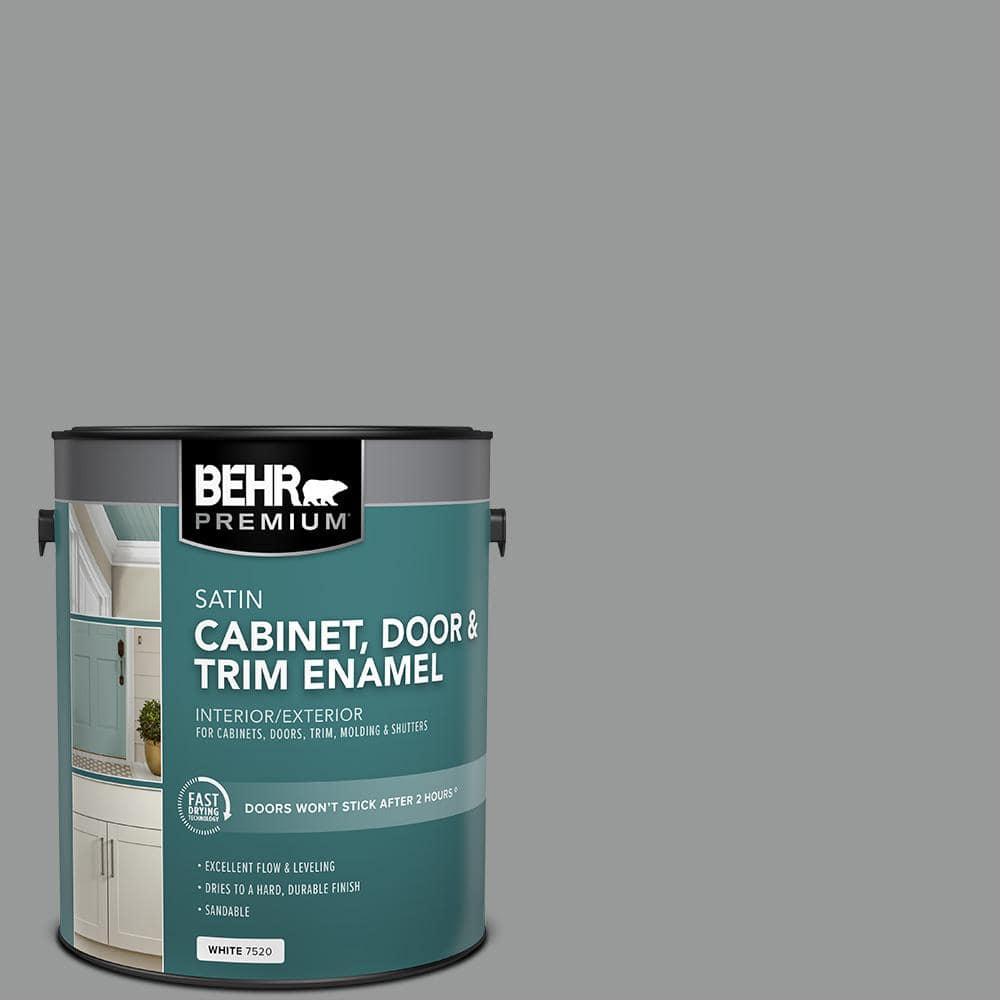 BEHR PREMIUM 1 gal. #MS-82 Cobblestone Grey Satin Enamel Interior ...