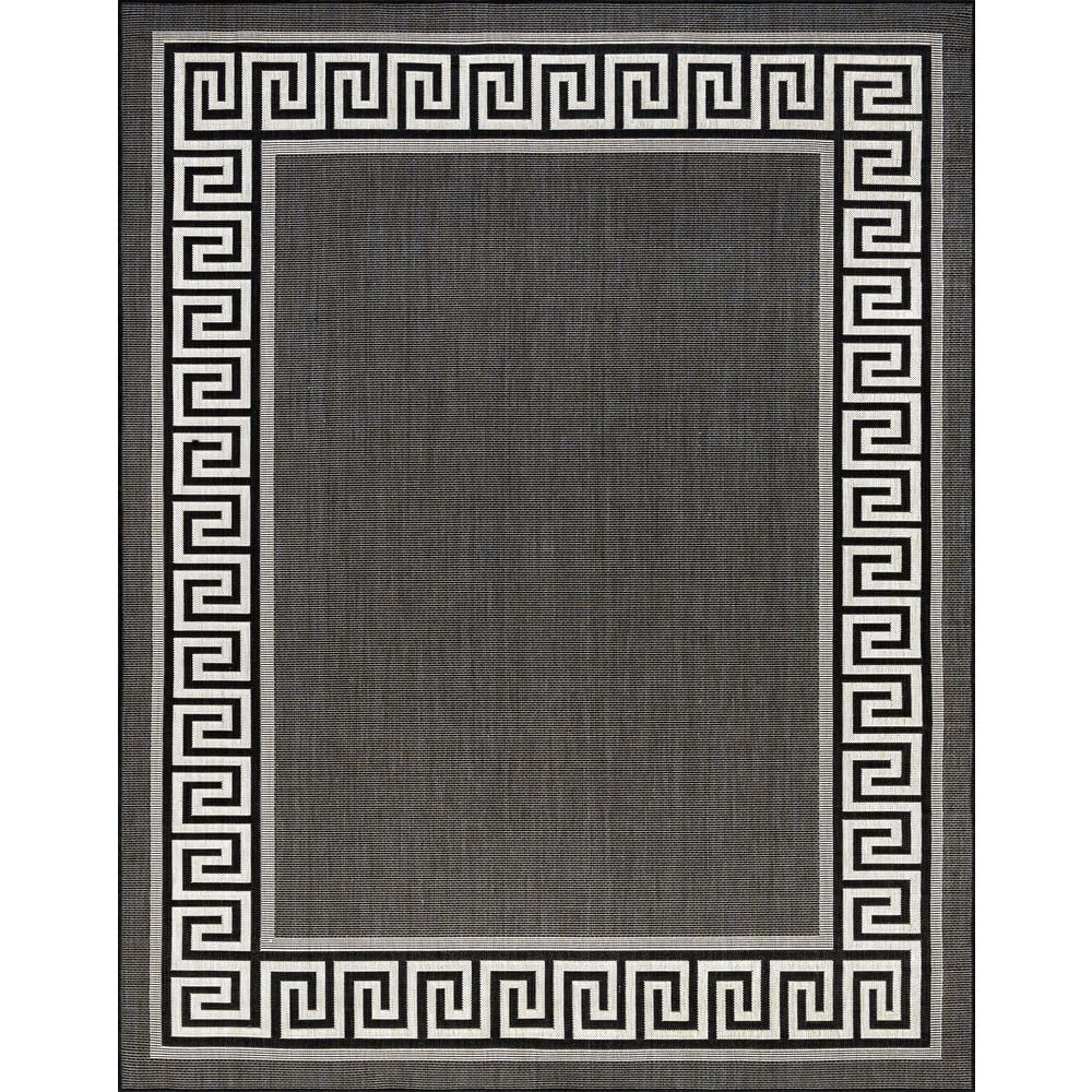 Tayse Rugs Eco Greek Key Black 4 ft. X 6 ft. Indoor/Outdoor Area Rug ...