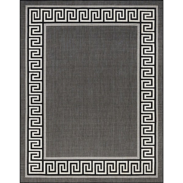 Eco Greek Key Black 4 ft. X 6 ft. Indoor/Outdoor Area Rug