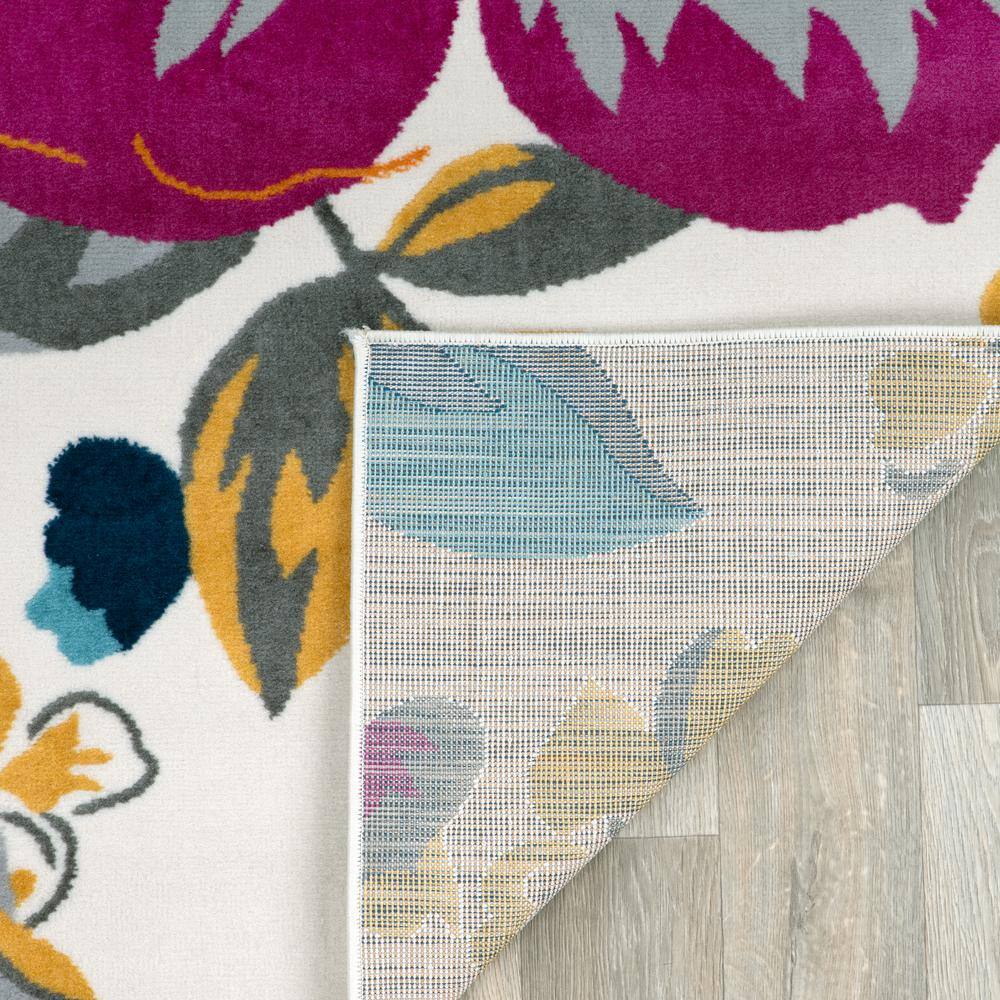 Elegant Floral Bliss 5' x 7' Multicolor Synthetic Area Rug