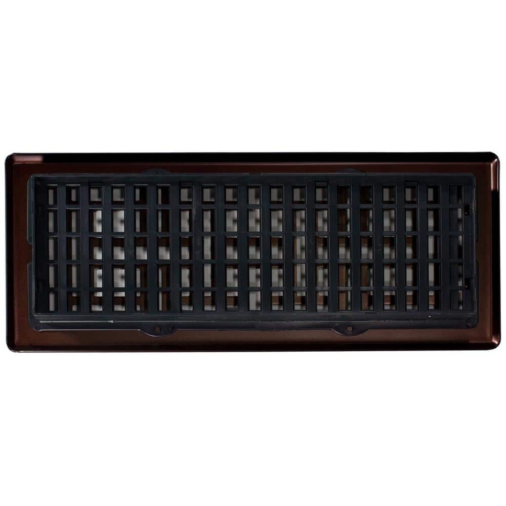 4x12 Inch Rubbed Bronze Steel Floor Register with Decorative Design