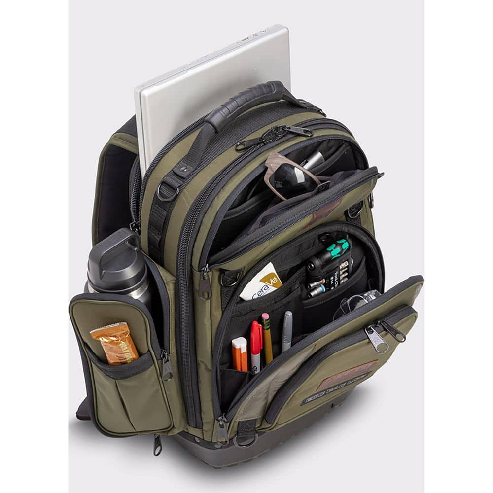 Olive Nylon 16-Inch Zippered Backpack with Padded Handle