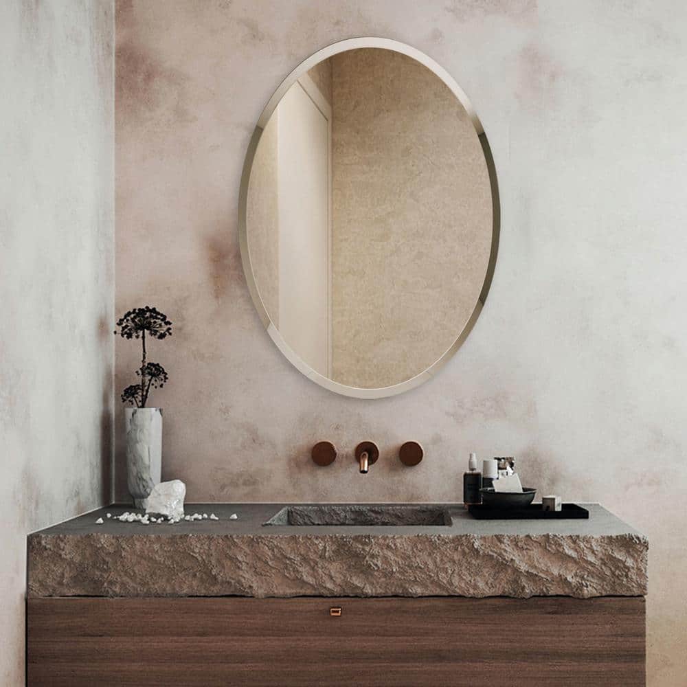 22x30 Inch Frameless Oval Beveled Wall Mirror