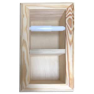 Belvedere Recessed Unfinished Solid Wood Double Toilet Paper Holder Vertical Wall Hugger Frame