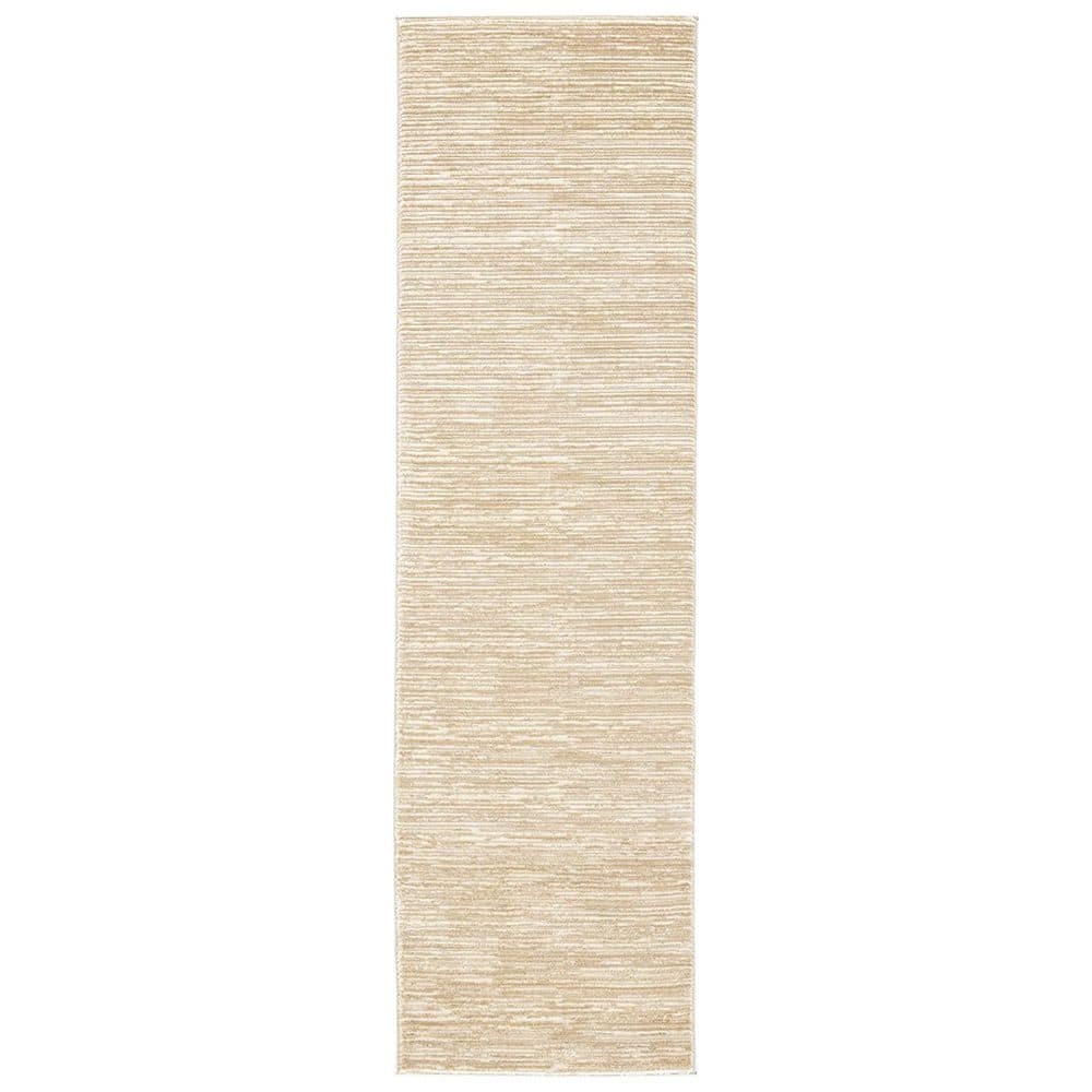 Beige Polypropylene 2 ft. 2 in. x 8 ft. Solid Color Indoor Runner Rug