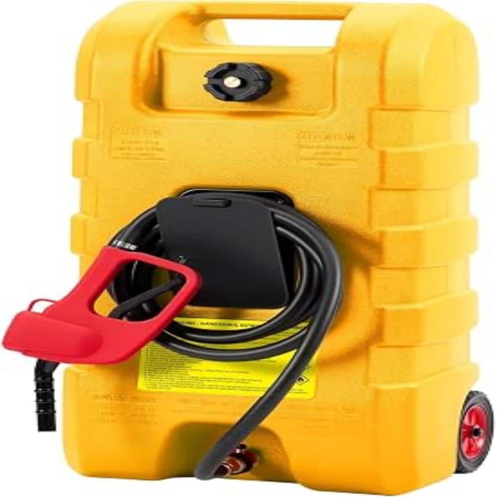 16 Gallon Portable Gas Caddy with Manual Pump, 10ft Hose Rolling HDPE Fuel Tank for Boat, ATV, Lawnmower, Yellow price history