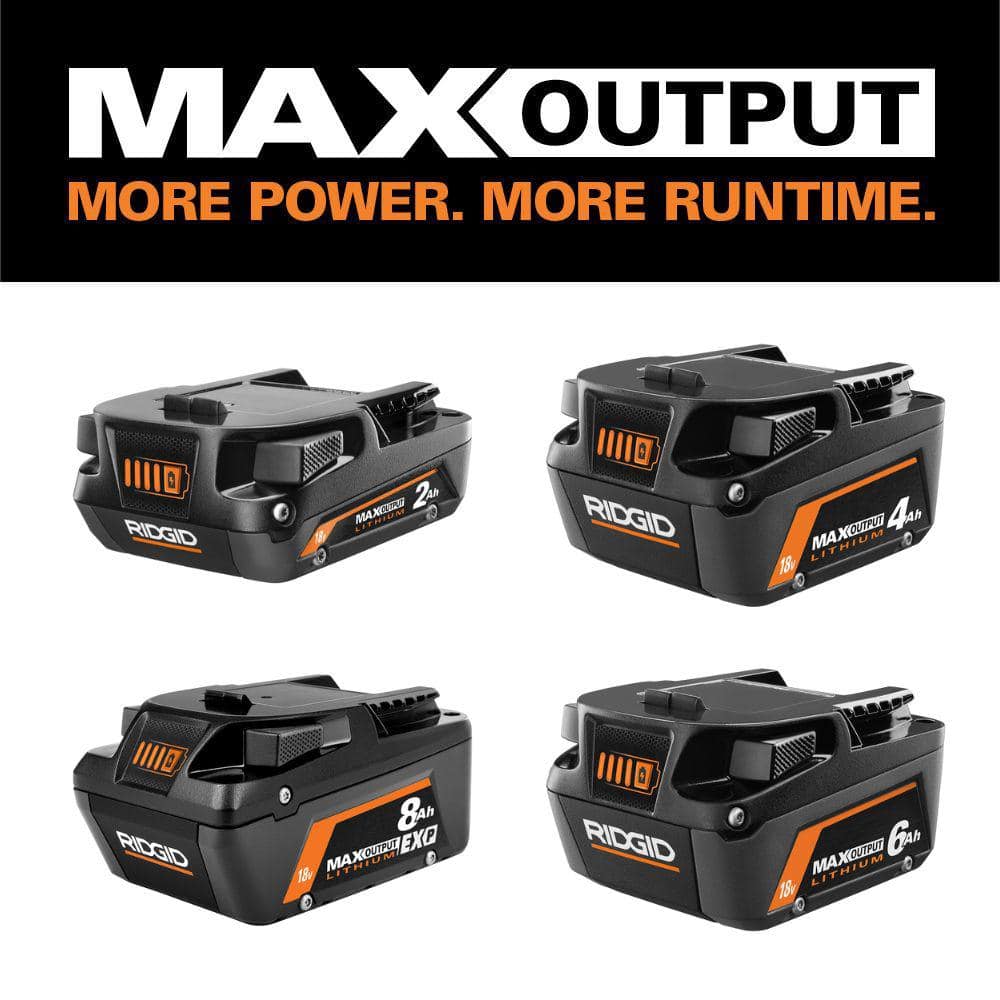 RIDGID 18V Lithium-Ion MAX Output 8.0 Ah, MAX Output 6.0 Ah, MAX Output 4.0 Ah, and MAX Output 2.0 Ah Batteries -  R84002460840080