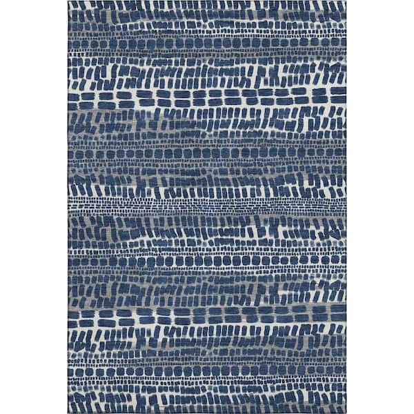 Mayfield Premium Machine Washable Abstract AMF2540 Navy 3 ft. x 5 ft. Area Rug