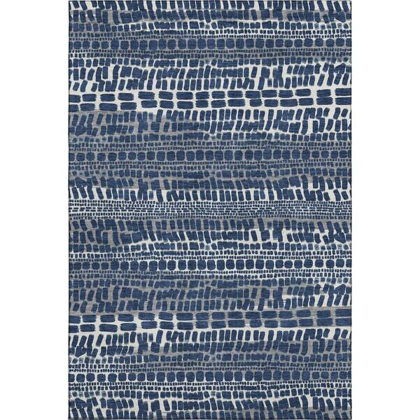 Mayfield Premium Machine Washable Abstract AMF2540 Navy 9 ft. x 12 ft. Area Rug