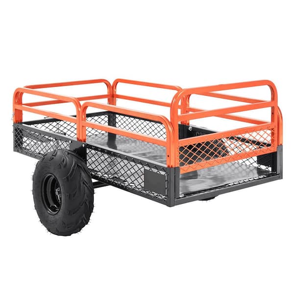 ATV Dump Trailer, 1500 lbs. Capacity 15 cu. ft. Total, Steel, Tow-Behind Garden Cart with Removable Sides, 2-Tires