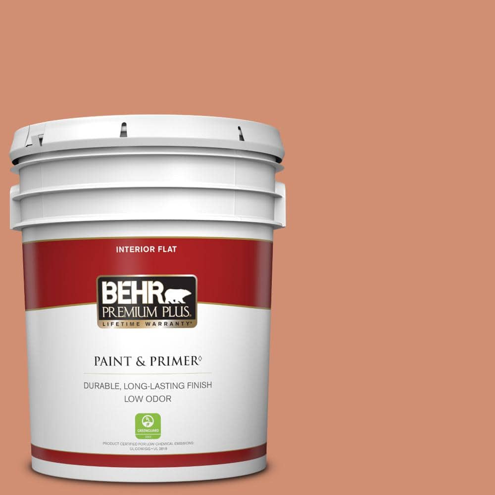 BEHR PREMIUM PLUS 1 qt. #M200-5 Terra Cotta Clay Flat Low Odor Interior  Paint & Primer 140004 - The Home Depot