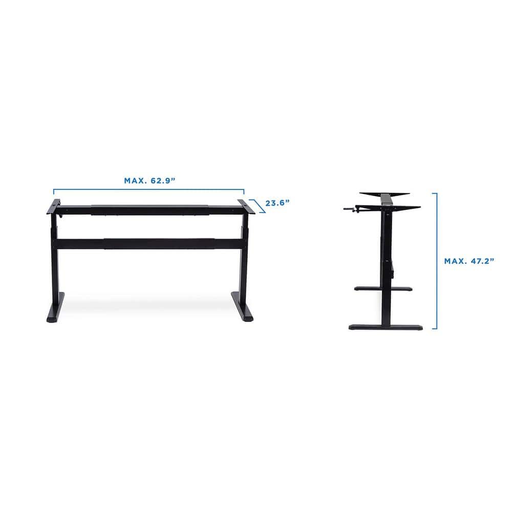 ErgoFlex 44'' Black Steel Manual Height Adjustable Desk Frame