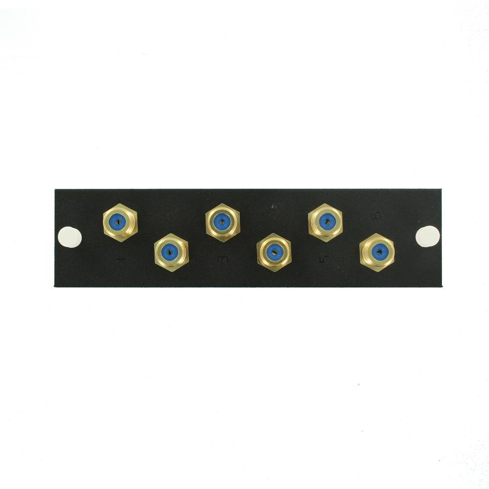 Black Steel 6-Port Coaxial Faceplate with F Connectors