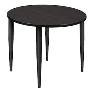 Trueno 38 in. Round Ash Grey and Black Composite Wood Tapered Leg Table (Seats 4)