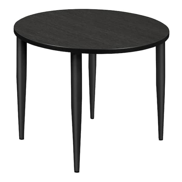 Regency Trueno 38 in. Round Ash Grey and Black Composite Wood Tapered Leg Table (Seats 4)