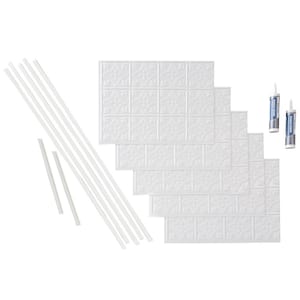 Traditional 1 18 in. x 24 in. Gloss White Vinyl Decorative Wall Tile Backsplash 15 sq. ft. Kit