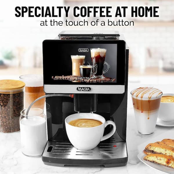 Zulay Kitchen Magia 2-Cup Midnight Silver Espresso Machine with