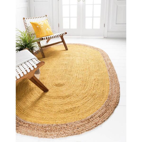 Braided Jute Goa Yellow 5' 1 x 8' 0 Area Rug