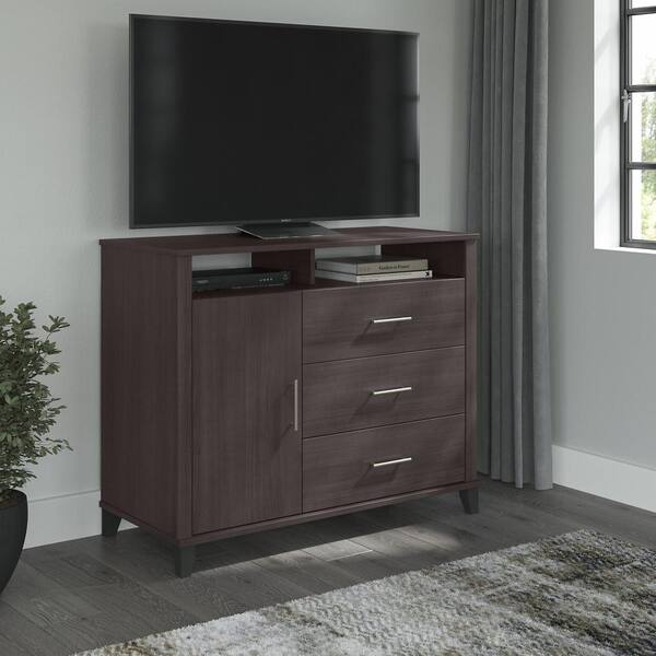 Bush Furniture Somerset Tall Storage Cabinet with Doors and Drawer, Storm Gray