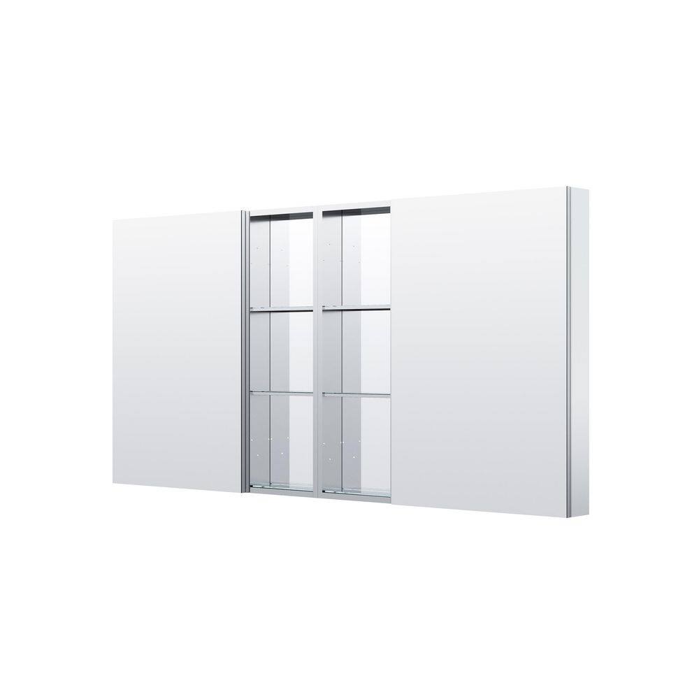 72.1 in. W x 36 in. H Rectangular Recessed/Surface Mount Chrome Aluminum Medicine Cabinet with Mirror, Blum Hinges price history on PriceWatchPro