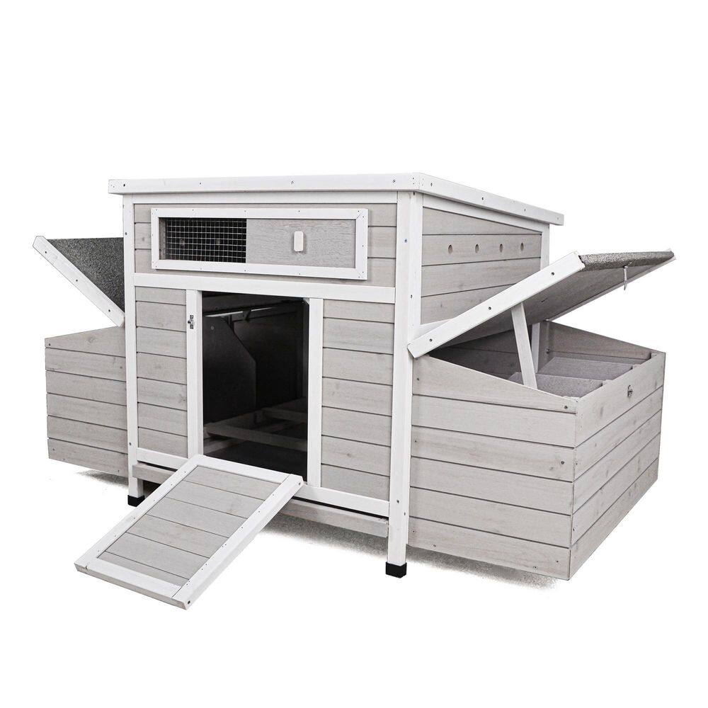 Avex Gray 30.55 in. H x 57.87 in. W x 33.86 in. D Wood Chicken Coops Outdoor Hen House with Nesting Box price history on PriceWatchPro