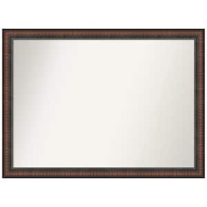 Caleb Brown 42 in. x 31 in. Non-Beveled Farmhouse Rectangle Framed Wall Mirror in Brown