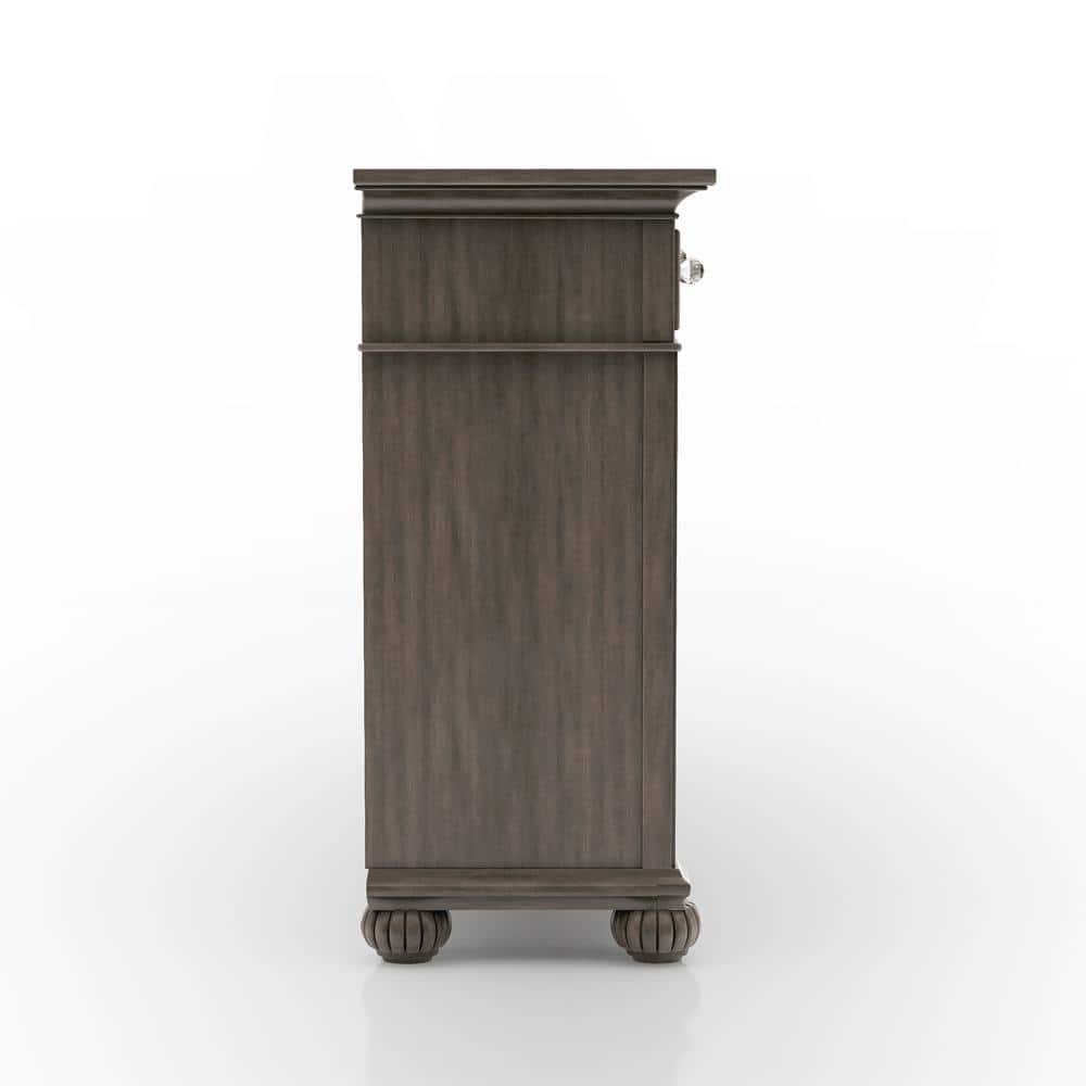 Gray Solid Wood 9-Drawer Horizontal Dresser with Metal Handles