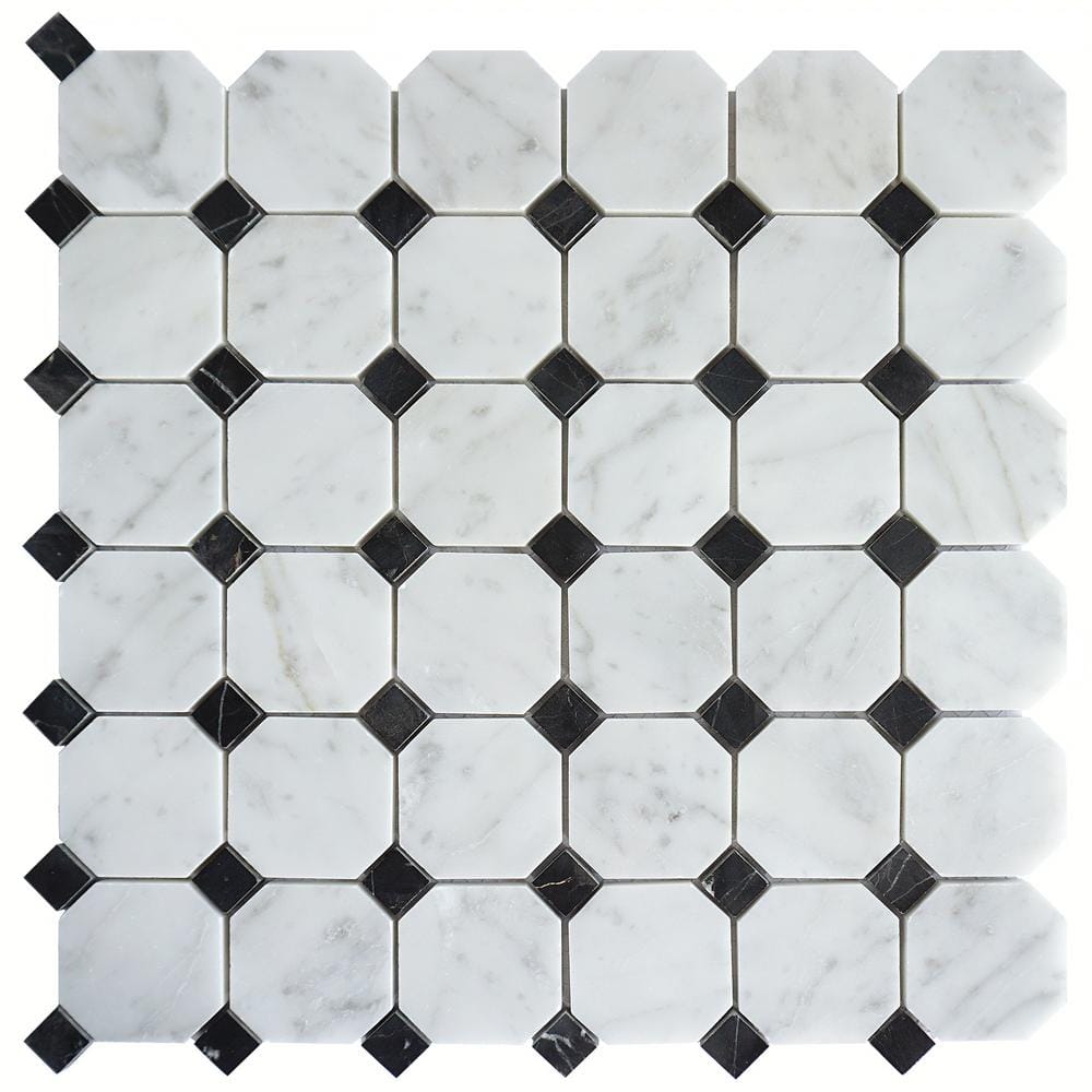 Natural Carrara White 12.01 in. x 12.01 Honeycomb Polished Marble Mosaic Tile Sample price history on PriceWatchPro