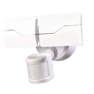 White Flexview Quad Lamp Technology Motion-Sensing Outdoor Hardwired with Intigrated LED Security Light