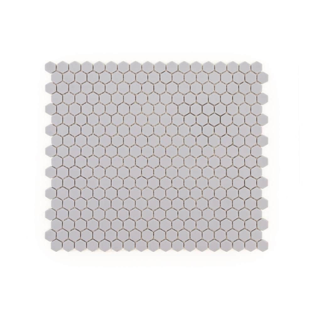 Jeffrey Court Diamond Pattern White 8.75 in. x 10.125 in. Hexagon Matte Glass Mosaic Wall and Floor Tile (12.305 Sq. ft./Case), White-Blk Diamond