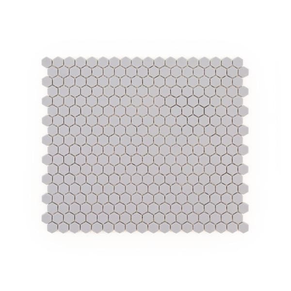 Jeffrey Court 5/8" Muze Hexagon Grey 9.875 in. x 11.375 in. Hexagon Matte Glass Wall and Floor Mosaic Tile (15.6 sq. ft./Case)