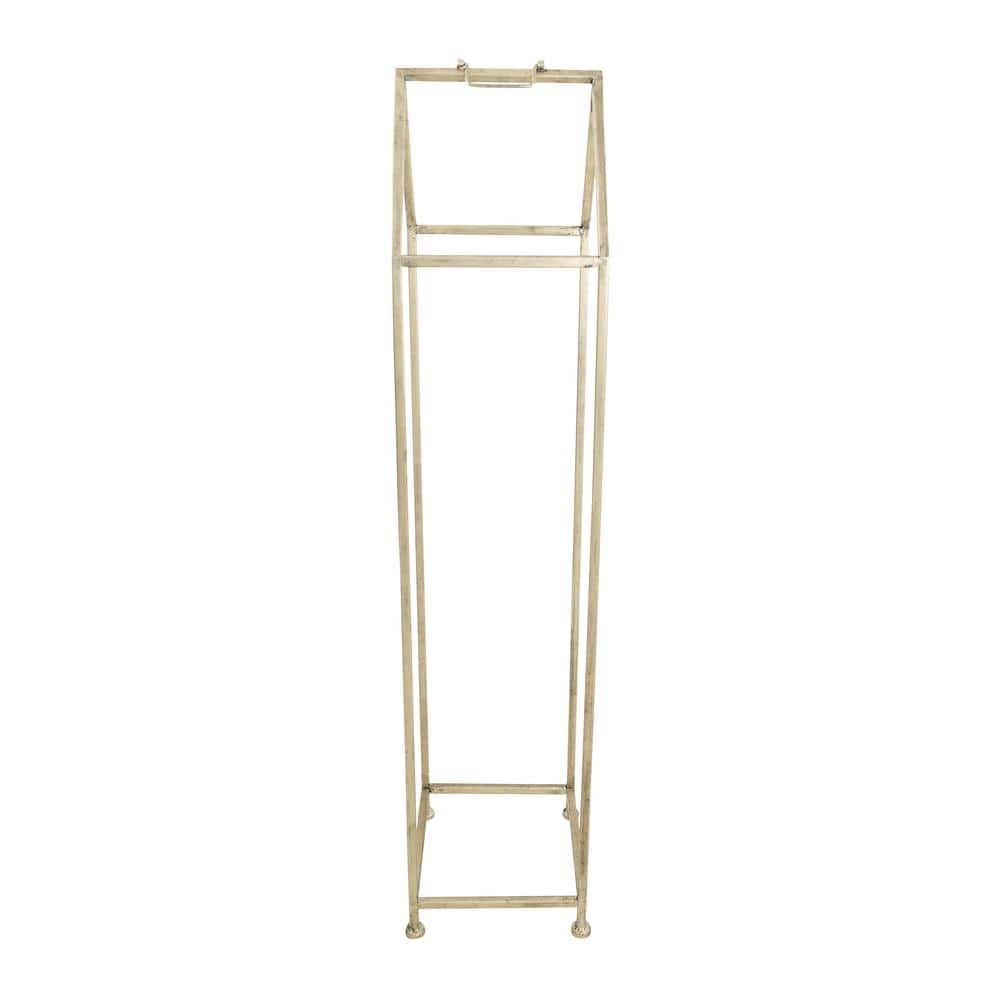 Tall Silver Metal House-Shaped Firewood Rack