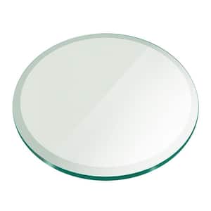16 in. Clear Round Glass Table Top, 1/2 in. Thickness Tempered Beveled Edge Polished