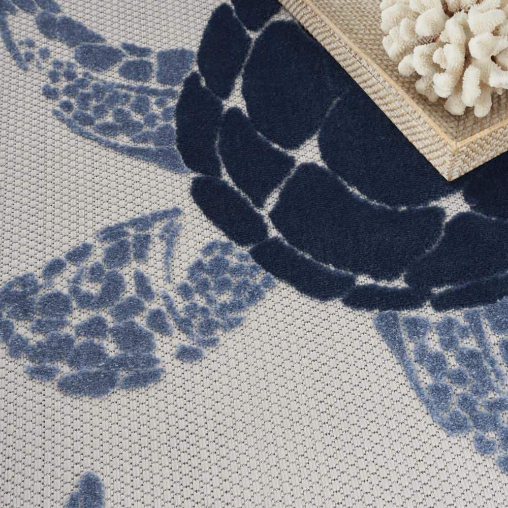 Navy Blue Coastal Turtle Outdoor Area Rug 5'3" x 7'5"