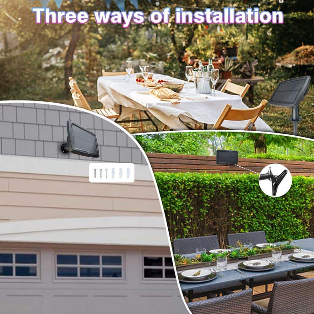 50FT Multicolor Solar Powered Outdoor String Lights with USB Charging