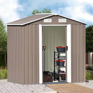 6.43 ft. W x 4.33 ft. D Brown Garden Shed Metal Storage Shed with Lockable Door, Vents and Foundation (24 sq. ft.)