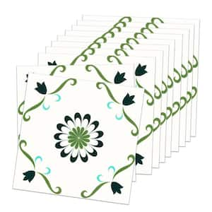 Vinyl Peel Stick Decorative Wall Floor Tile 12 in. x 12 in. x 0.6 in. Flower Backsplash Tile 10-Pieces Covered 10 sq.ft.