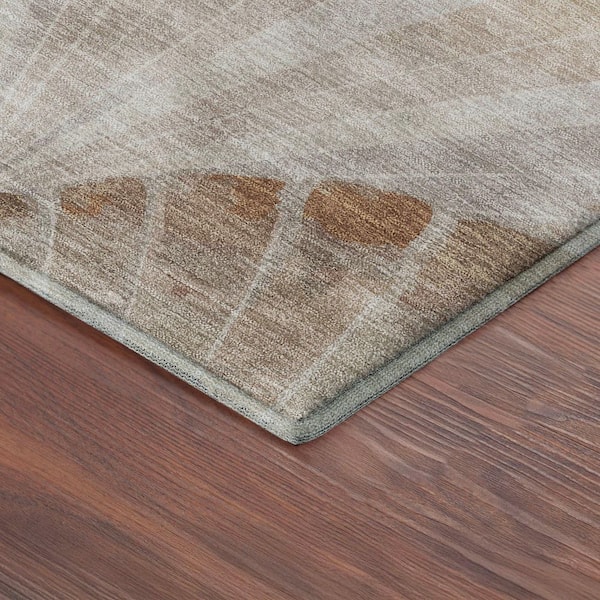 Mayfield Premium Machine Washable Abstract AMF2401 Beige 2 ft. x 3 ft. Accent Rug