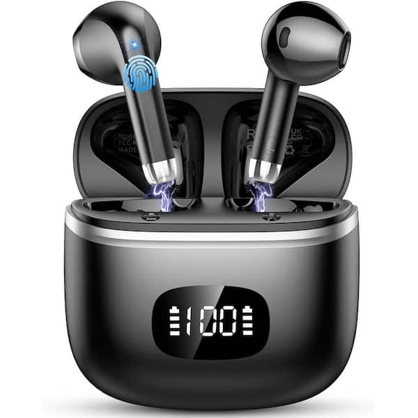 Wireless Headphones Bluetooth 5.3 Ear buds with Noise Cancelling ENC Mic, Headsets Dual LED Display, 40H Playtime