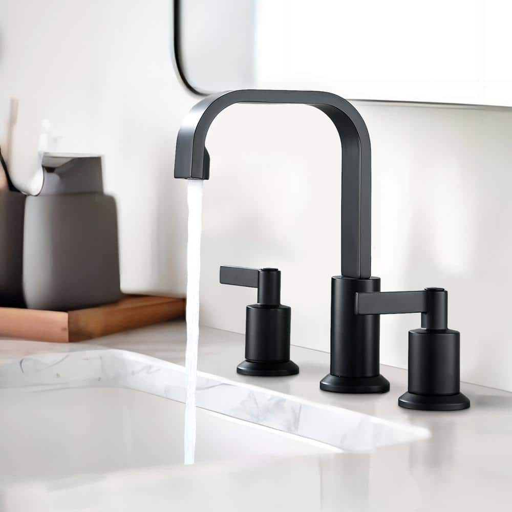 Matte Black Brass 8-inch Widespread Bathroom Faucet