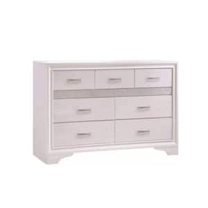 63 in. White 7-Drawer Wooden Dresser Without Mirror
