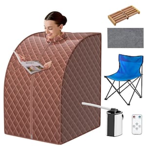 1-Person Electric Heater Portable Steam Sauna w/ 9-Gear Adjustable Temperature and Herbal Box Coffee